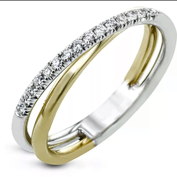 Two Tone .925 Sterling Silver Ring - Picture 2 of 2